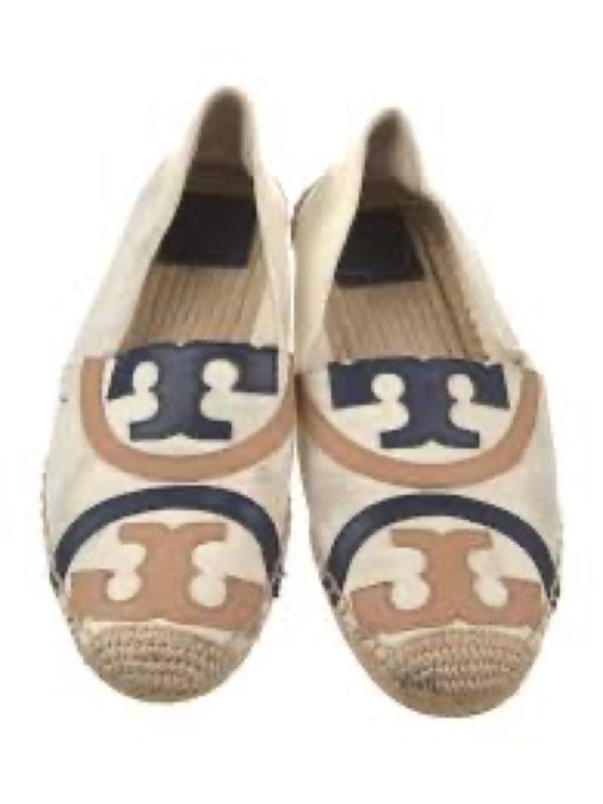 Tory Burch Shoes - Tory Burch Cream Espadrille Flats with Navy & Tan Accents